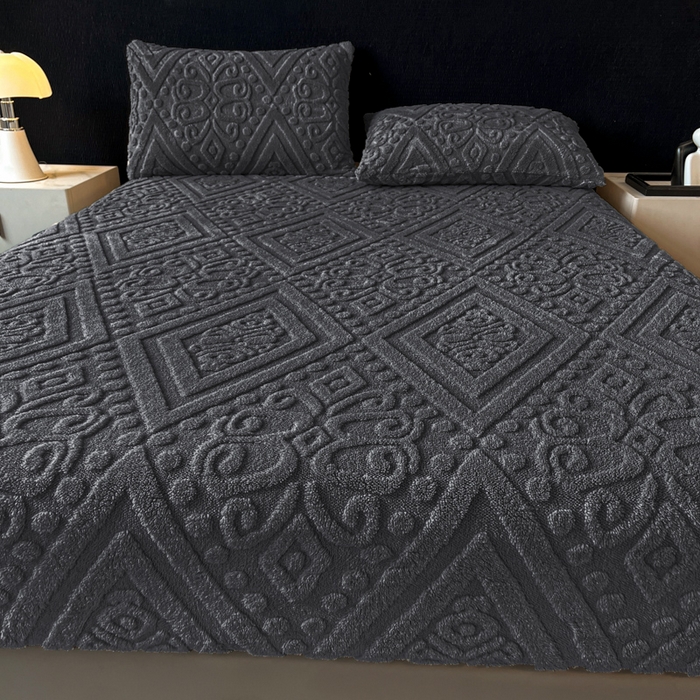 91家纺网 家纺一手货源 找家纺 （总）米瑞娜 2025秋冬新款塔芙绒床笠三件套跨境单床笠外贸单品现货尺寸齐全