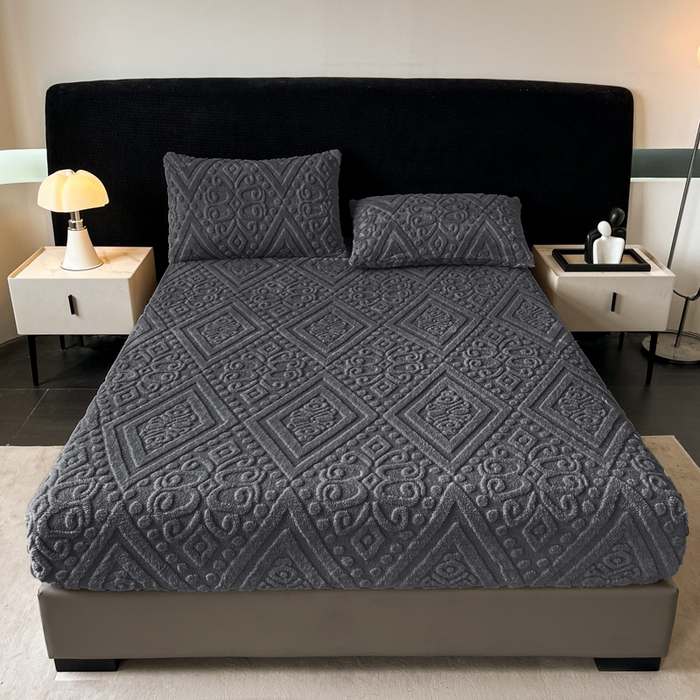 91家纺网 家纺一手货源 找家纺 （总）米瑞娜 2025秋冬新款塔芙绒床笠三件套跨境单床笠外贸单品现货尺寸齐全