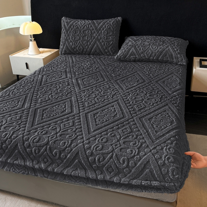 91家纺网 家纺一手货源 找家纺 （总）米瑞娜 2025秋冬新款塔芙绒床笠三件套跨境单床笠外贸单品现货尺寸齐全