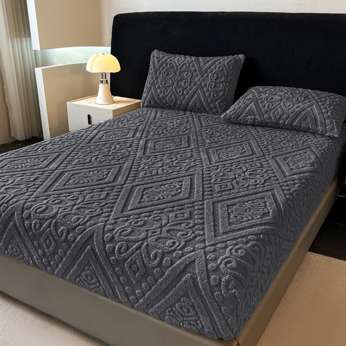 91家纺网 家纺一手货源 找家纺 （总）米瑞娜 2025秋冬新款塔芙绒床笠三件套跨境单床笠外贸单品现货尺寸齐全