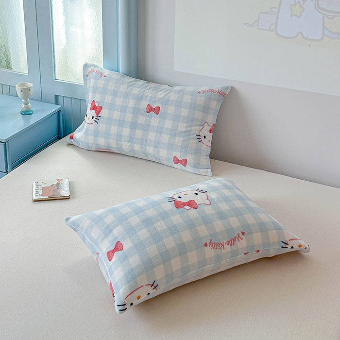 91家纺网 家纺一手货源 找家纺 爱丽丝 2025新款正版授权三丽鸥牛奶绒单品床笠枕套 乖巧凯蒂