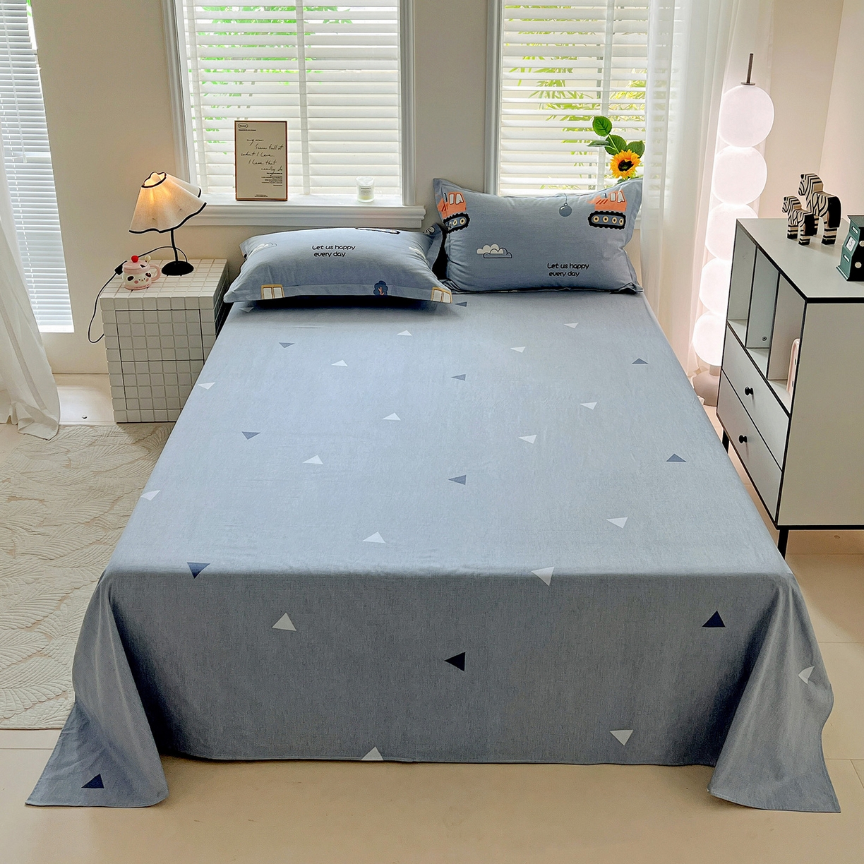 依庭 2025新款高克重全棉纯棉磨毛印花单床单 萌车派对-B版