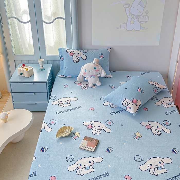 91家纺网 家纺一手货源 找家纺 爱丽丝 2025新款正版授权三丽鸥牛奶绒单品床笠枕套 甜品玉桂狗