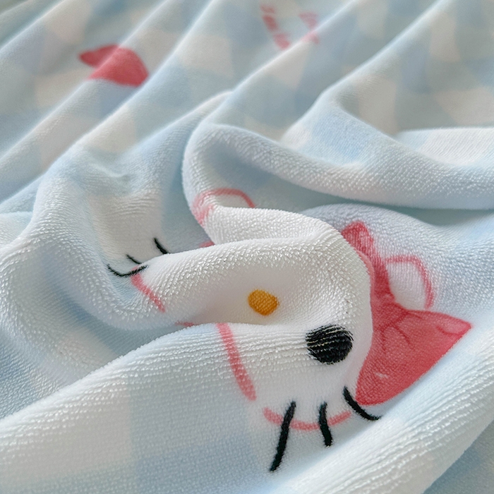 91家纺网 家纺一手货源 找家纺 爱丽丝 2025新款正版授权三丽鸥牛奶绒单品床笠枕套 乖巧凯蒂