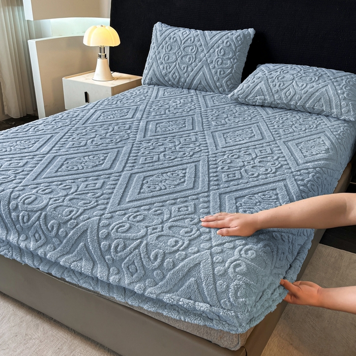 91家纺网 家纺一手货源 找家纺 （总）米瑞娜 2025秋冬新款塔芙绒床笠三件套跨境单床笠外贸单品现货尺寸齐全