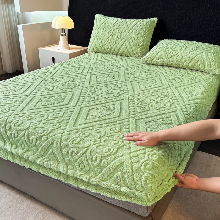 91家纺网 家纺一手货源 找家纺 （总）米瑞娜 2025秋冬新款塔芙绒床笠三件套跨境单床笠外贸单品现货尺寸齐全