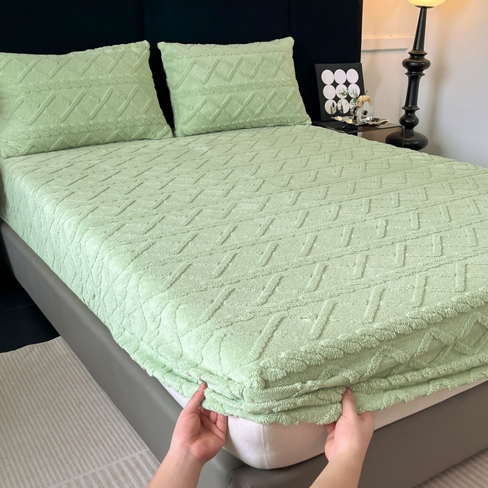 91家纺网 家纺一手货源 找家纺 （总）米瑞娜 2025秋冬新款塔芙绒床笠三件套跨境单床笠外贸单品现货尺寸齐全