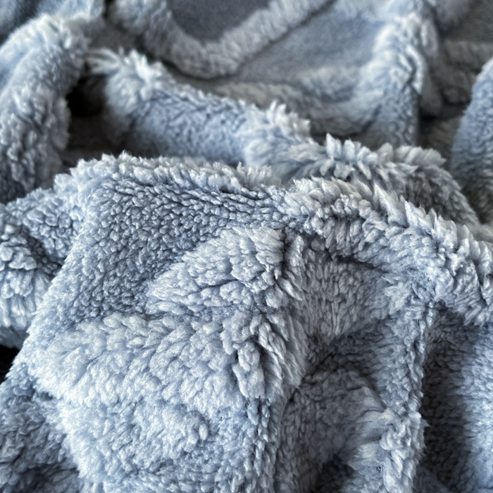 91家纺网 家纺一手货源 找家纺 米瑞娜 2025秋冬新款塔芙绒床笠三件套跨境单床笠外贸单品现货尺寸齐全 马尾型-蓝灰色