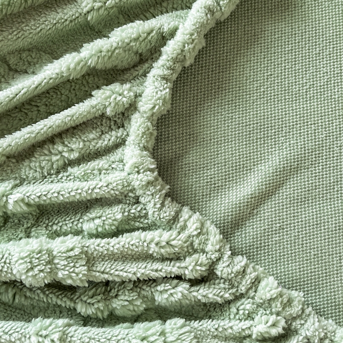 91家纺网 家纺一手货源 找家纺 米瑞娜 2025秋冬新款塔芙绒床笠三件套跨境单床笠外贸单品现货尺寸齐全 马尾型-果绿