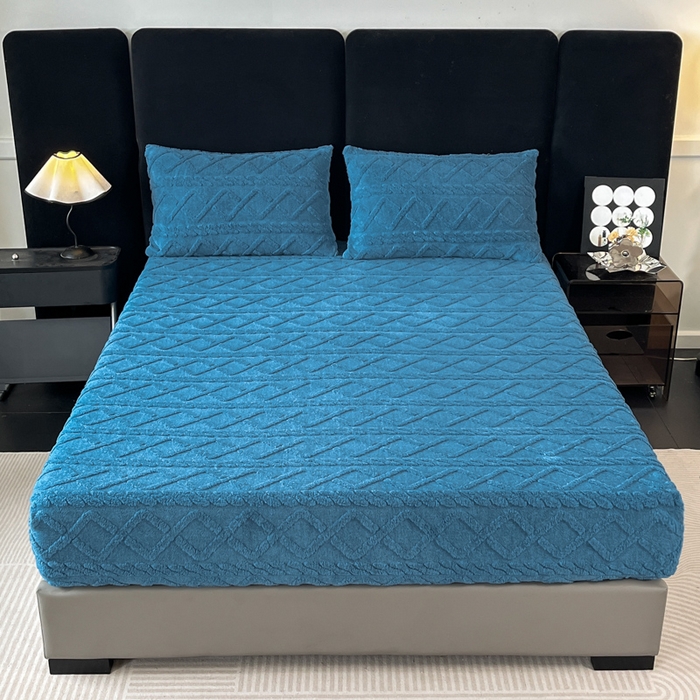 91家纺网 家纺一手货源 找家纺 米瑞娜 2025秋冬新款塔芙绒床笠三件套跨境单床笠外贸单品现货尺寸齐全 马尾型-宝兰