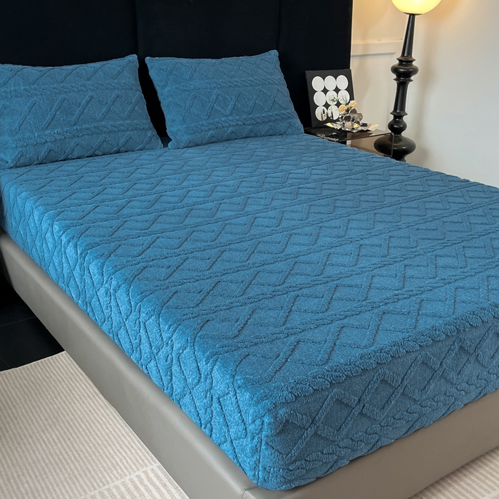 91家纺网 家纺一手货源 找家纺 米瑞娜 2025秋冬新款塔芙绒床笠三件套跨境单床笠外贸单品现货尺寸齐全 马尾型-宝兰