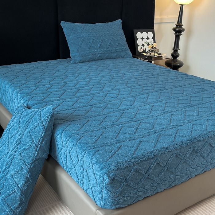 91家纺网 家纺一手货源 找家纺 米瑞娜 2025秋冬新款塔芙绒床笠三件套跨境单床笠外贸单品现货尺寸齐全 马尾型-宝兰