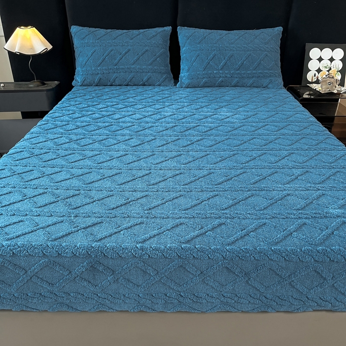 91家纺网 家纺一手货源 找家纺 米瑞娜 2025秋冬新款塔芙绒床笠三件套跨境单床笠外贸单品现货尺寸齐全 马尾型-宝兰