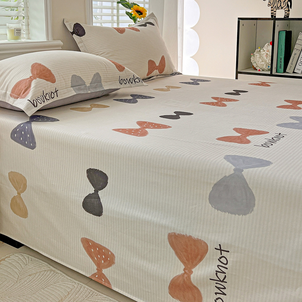 91家纺网 家纺一手货源 找家纺 依庭 2025新款高克重全棉纯棉磨毛印花单床单 笙白-桔