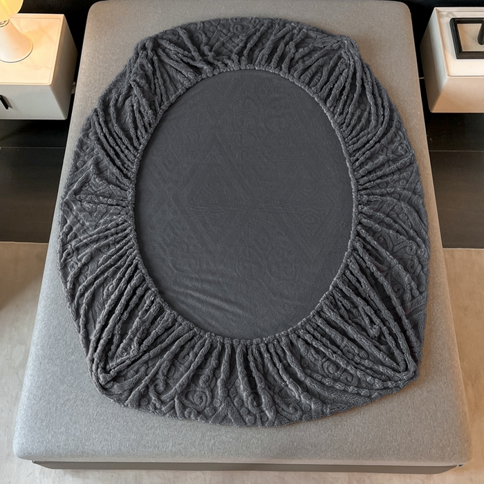 91家纺网 家纺一手货源 找家纺 米瑞娜 2025秋冬新款塔芙绒床笠三件套跨境单床笠外贸单品现货尺寸齐全 欧式床笠-深灰