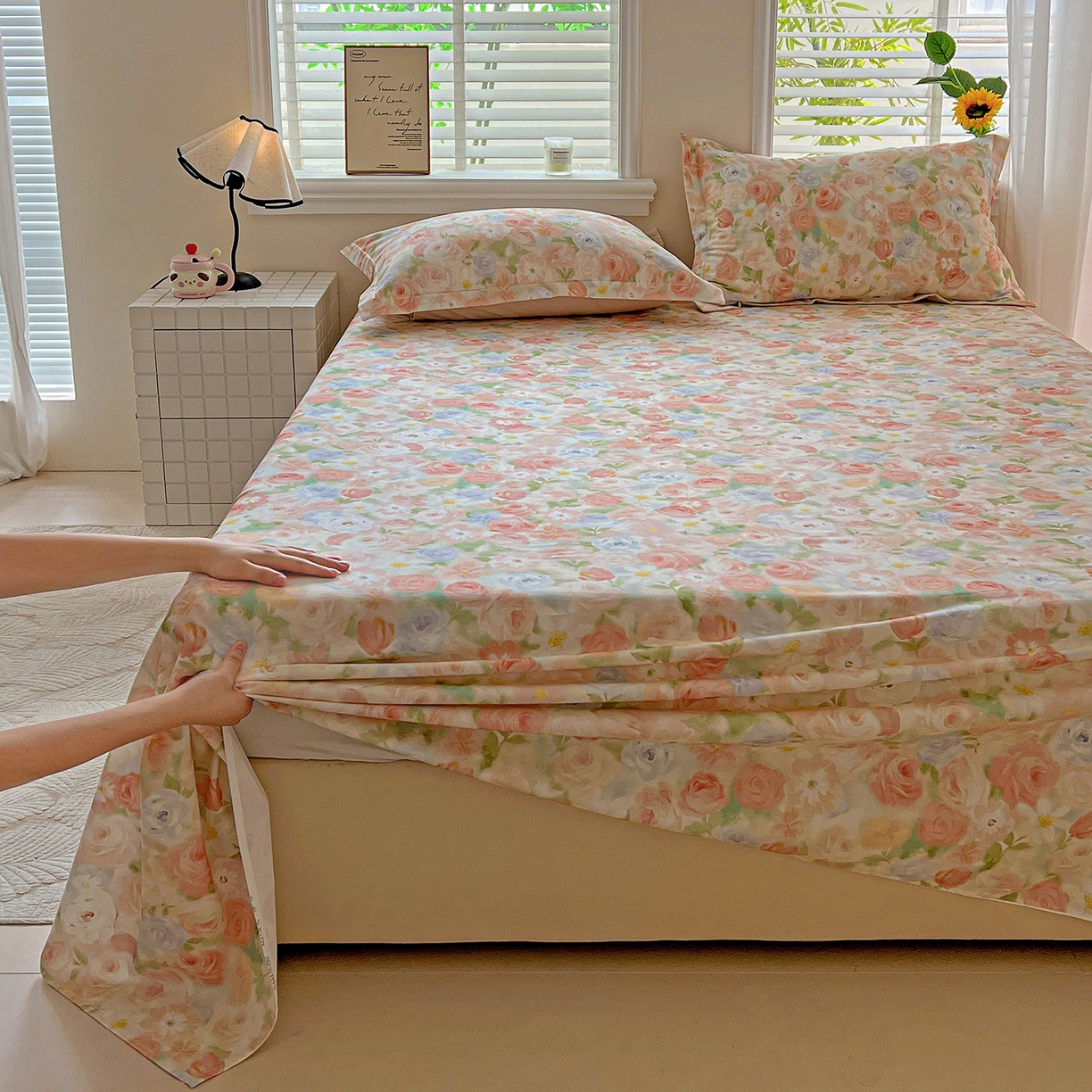 91家纺网 家纺一手货源 找家纺 依庭 2025新款高克重全棉纯棉磨毛印花单床单 甜梦茶语