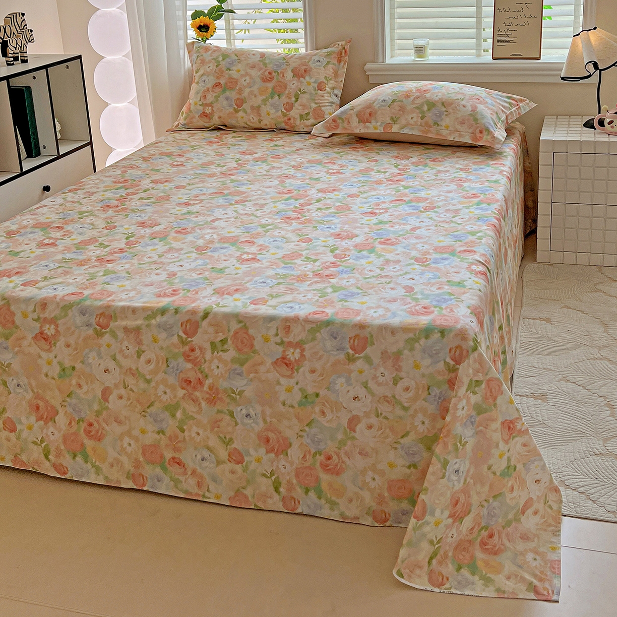 91家纺网 家纺一手货源 找家纺 依庭 2025新款高克重全棉纯棉磨毛印花单床单 甜梦茶语