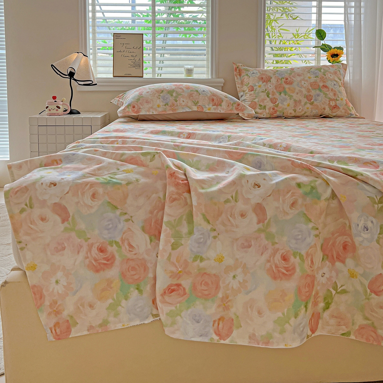 91家纺网 家纺一手货源 找家纺 依庭 2025新款高克重全棉纯棉磨毛印花单床单 甜梦茶语