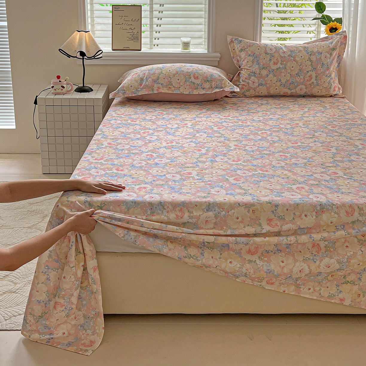 91家纺网 家纺一手货源 找家纺 依庭 2025新款高克重全棉纯棉磨毛印花单床单 仙女星辰