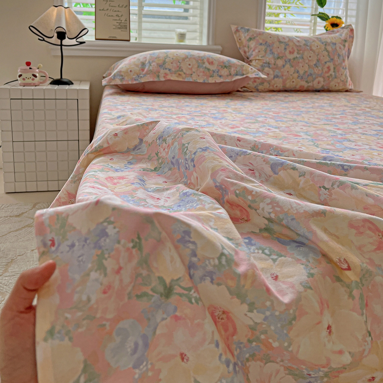 91家纺网 家纺一手货源 找家纺 依庭 2025新款高克重全棉纯棉磨毛印花单床单 仙女星辰