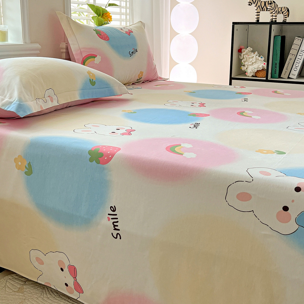 91家纺网 家纺一手货源 找家纺 依庭 2025新款高克重全棉纯棉磨毛印花单床单 小欢喜-A版