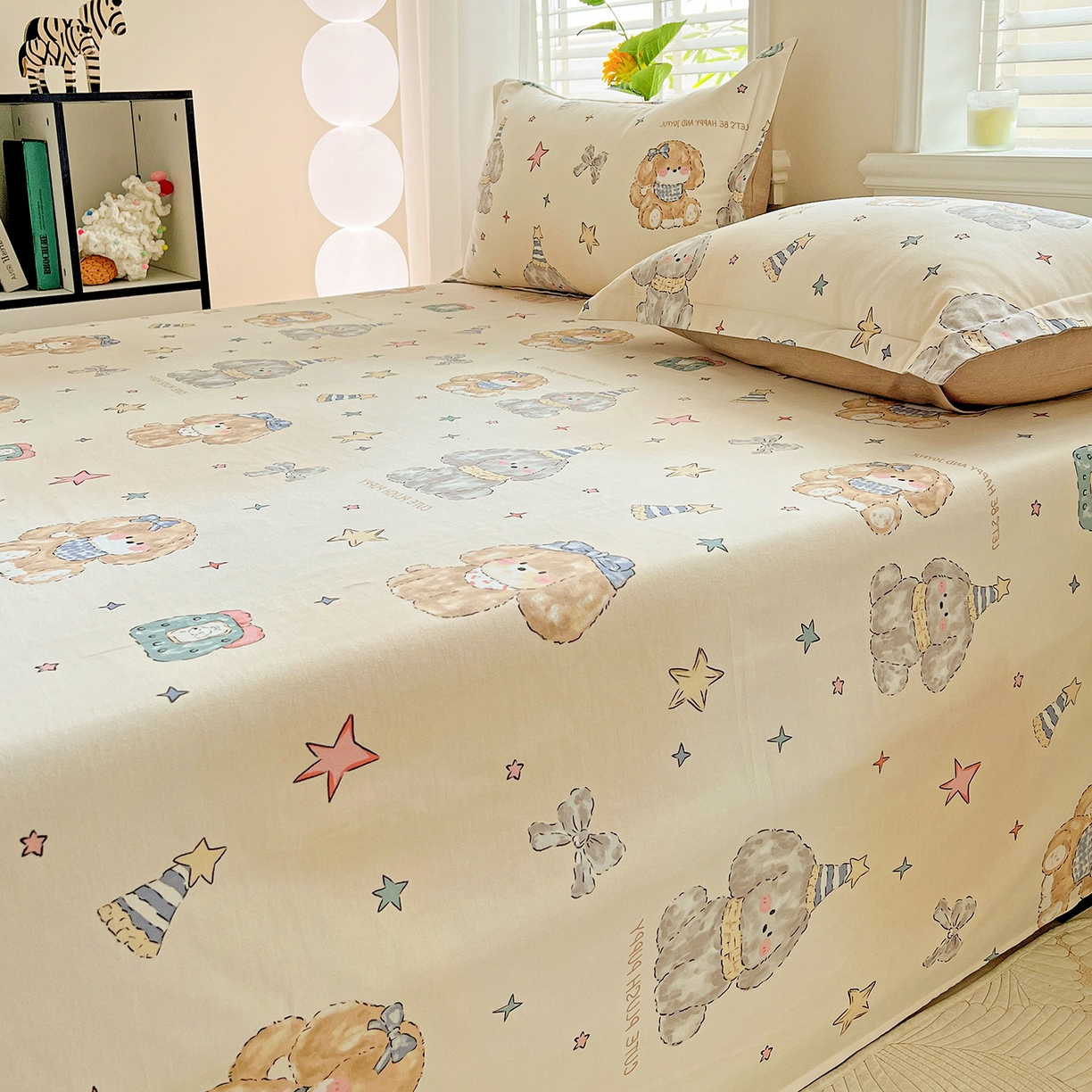 91家纺网 家纺一手货源 找家纺 依庭 2025新款高克重全棉纯棉磨毛印花单床单 星梦乐园