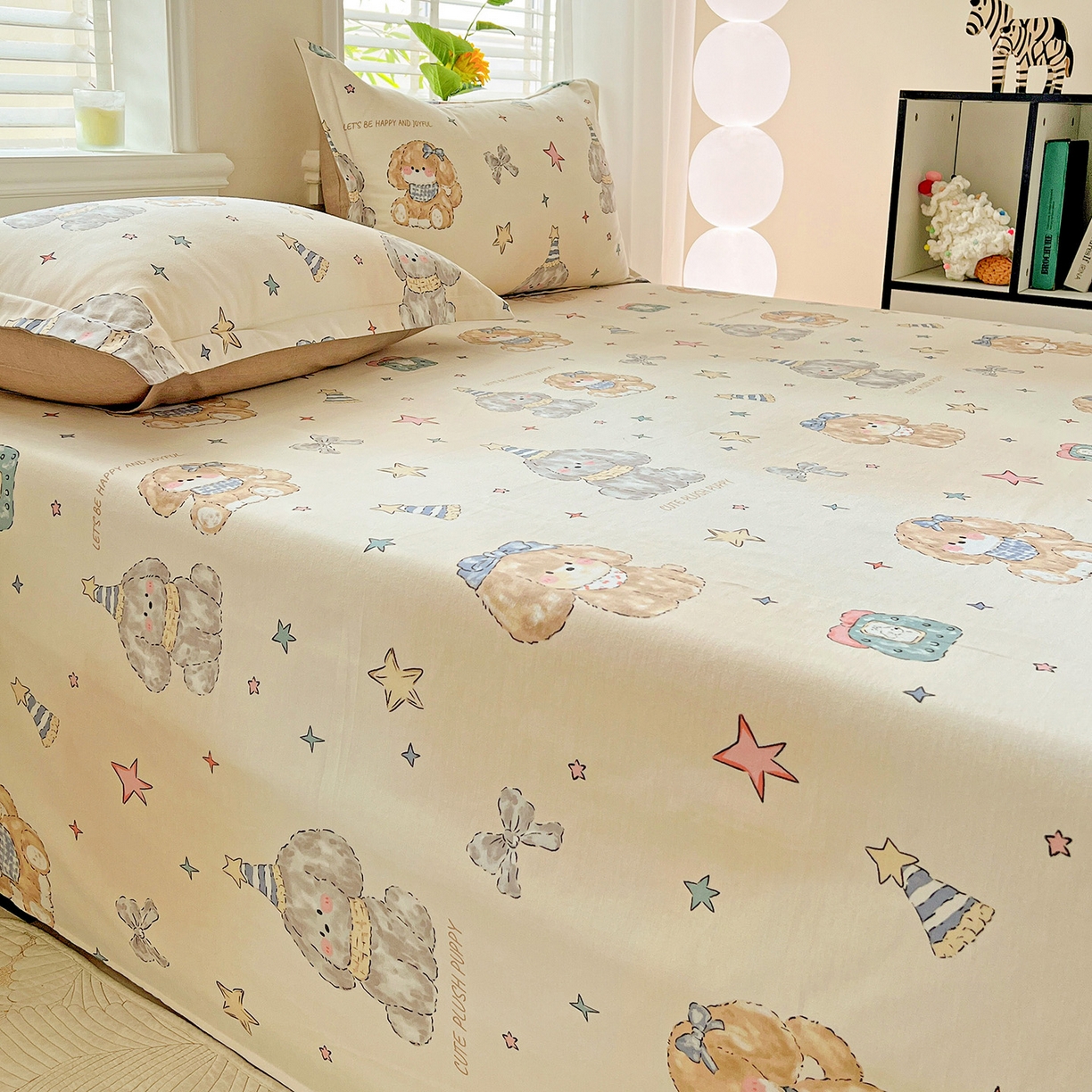 91家纺网 家纺一手货源 找家纺 依庭 2025新款高克重全棉纯棉磨毛印花单床单 星梦乐园