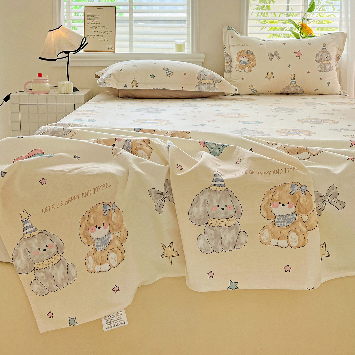 91家纺网 家纺一手货源 找家纺 依庭 2025新款高克重全棉纯棉磨毛印花单床单 星梦乐园