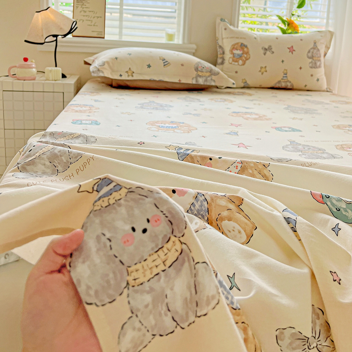 91家纺网 家纺一手货源 找家纺 依庭 2025新款高克重全棉纯棉磨毛印花单床单 星梦乐园