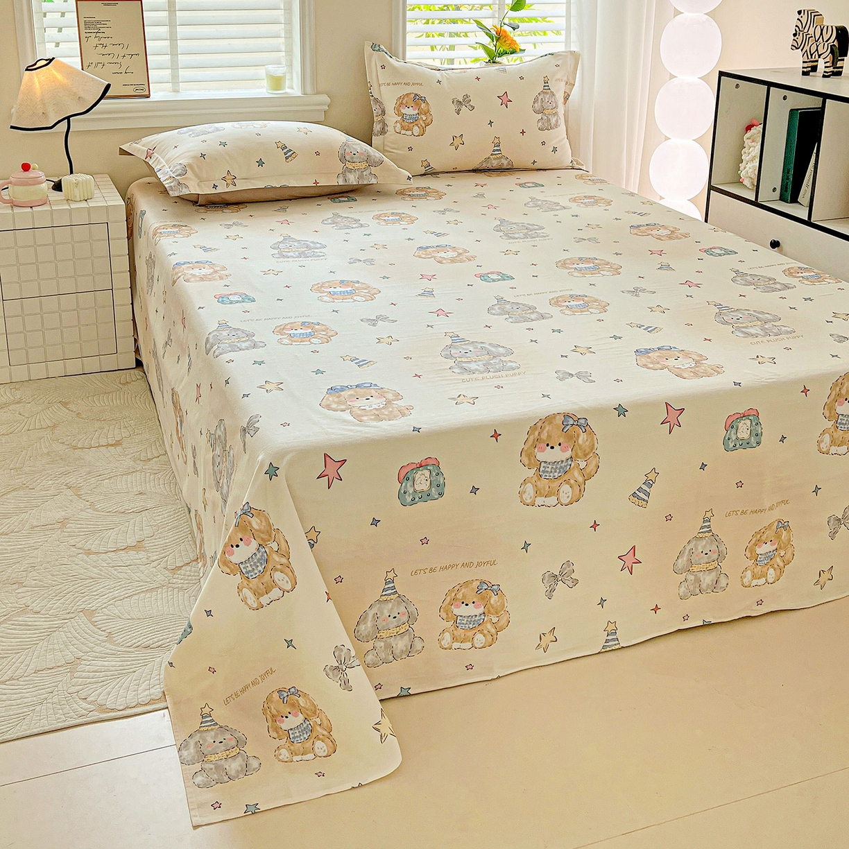 91家纺网 家纺一手货源 找家纺 依庭 2025新款高克重全棉纯棉磨毛印花单床单 星梦乐园