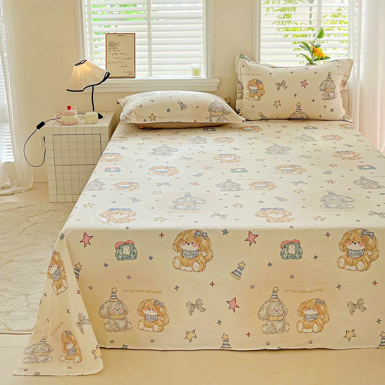 91家纺网 家纺一手货源 找家纺 依庭 2025新款高克重全棉纯棉磨毛印花单床单 星梦乐园