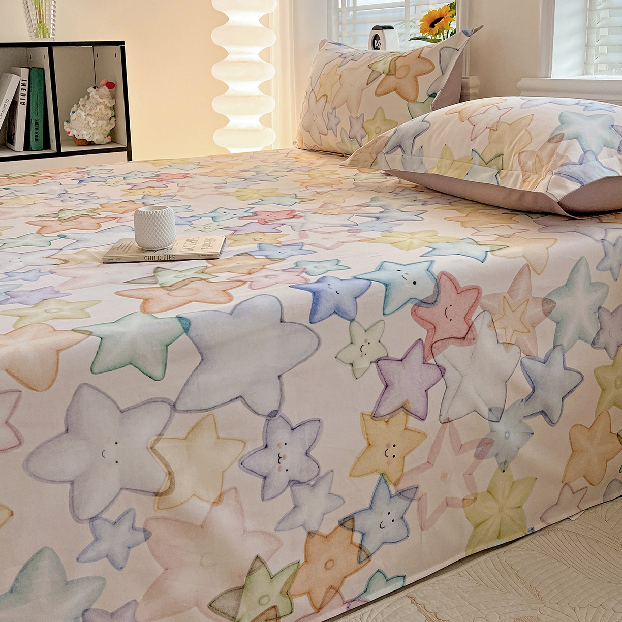 91家纺网 家纺一手货源 找家纺 依庭 2025新款高克重全棉纯棉磨毛印花单床单 星晚-粉