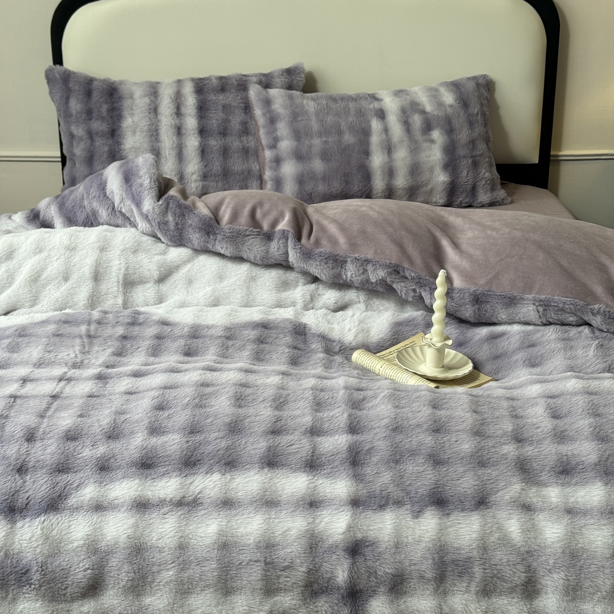 91家纺网 家纺一手货源 找家纺 新印象 2025新款七彩兔绒牛奶绒四件套 七彩兔绒-星紫