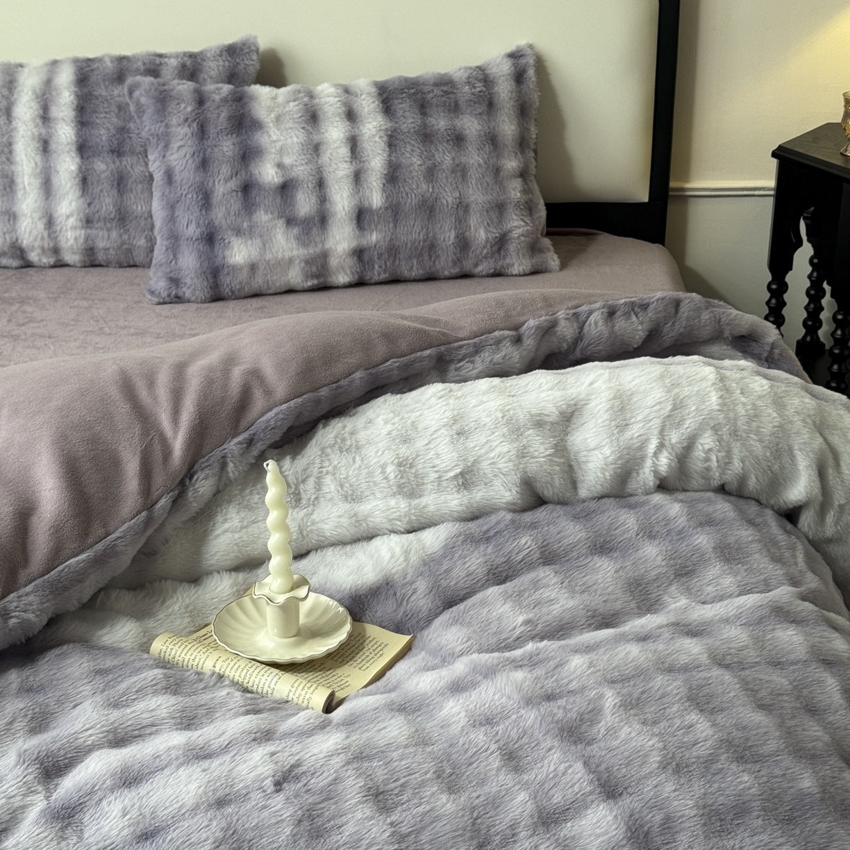 91家纺网 家纺一手货源 找家纺 新印象 2025新款七彩兔绒牛奶绒四件套 七彩兔绒-星紫