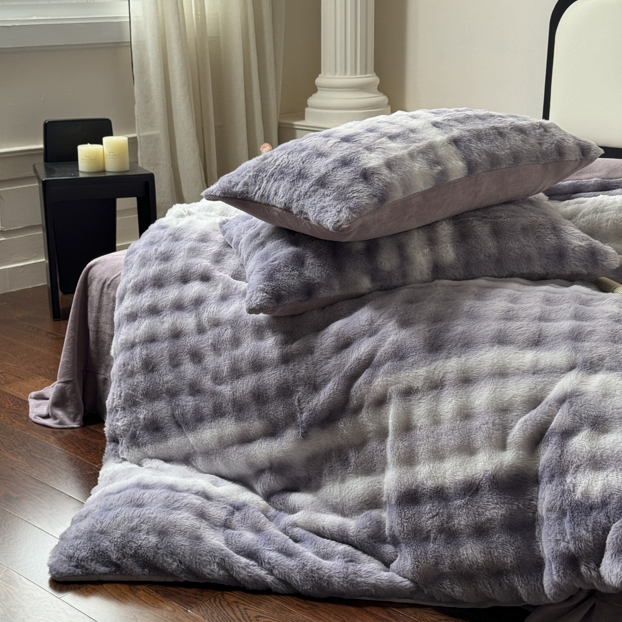 91家纺网 家纺一手货源 找家纺 新印象 2025新款七彩兔绒牛奶绒四件套 七彩兔绒-星紫