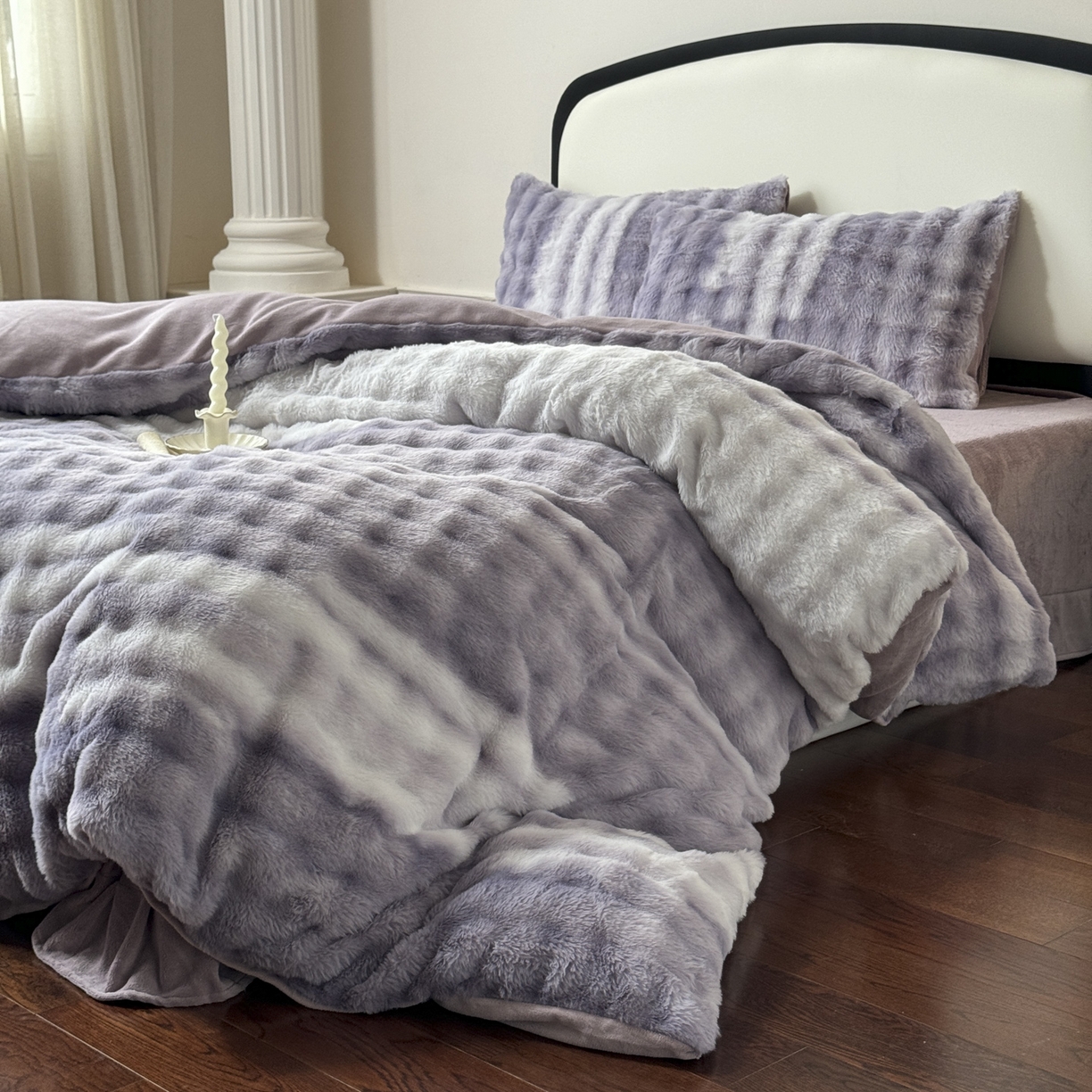 91家纺网 家纺一手货源 找家纺 新印象 2025新款七彩兔绒牛奶绒四件套 七彩兔绒-星紫