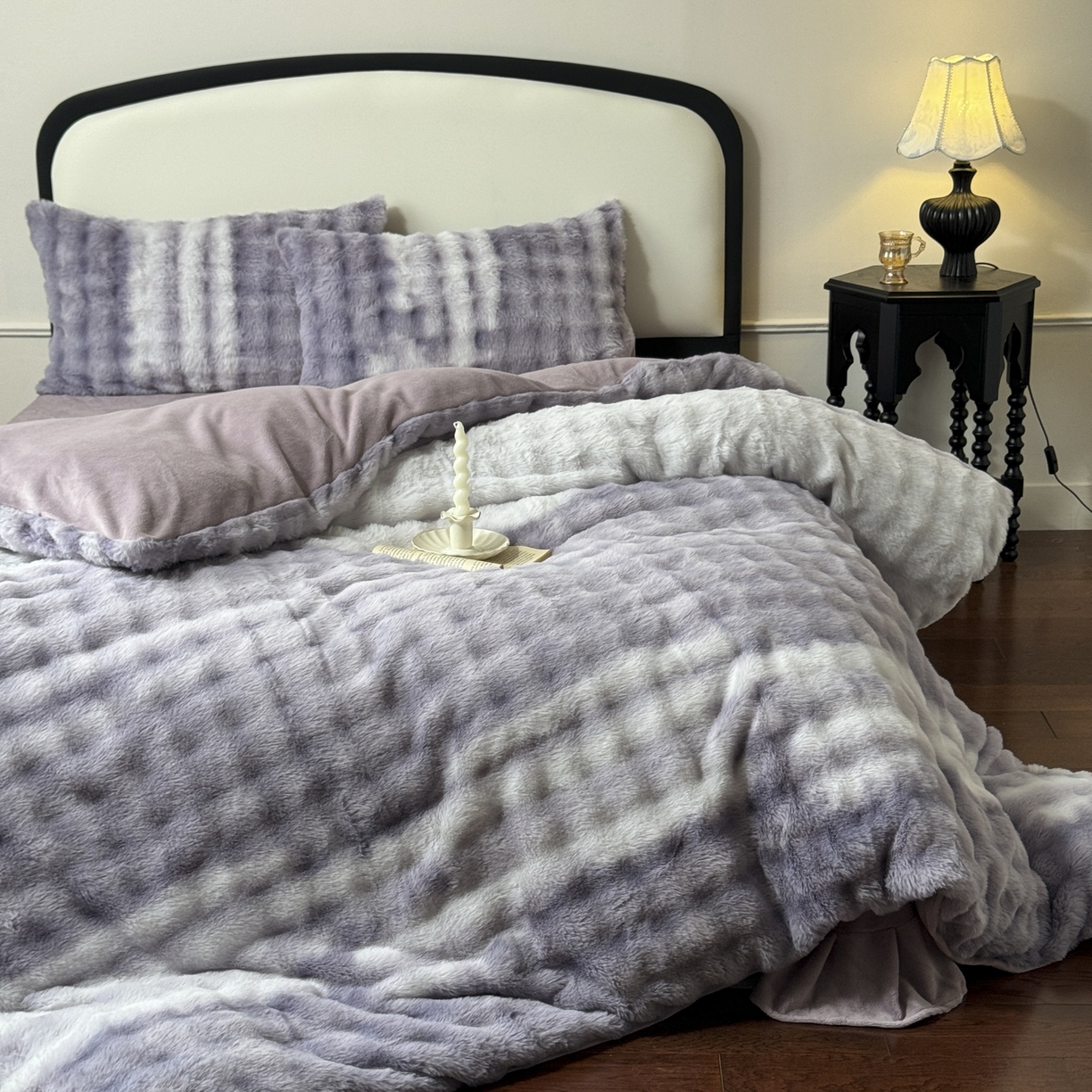 91家纺网 家纺一手货源 找家纺 新印象 2025新款七彩兔绒牛奶绒四件套 七彩兔绒-星紫