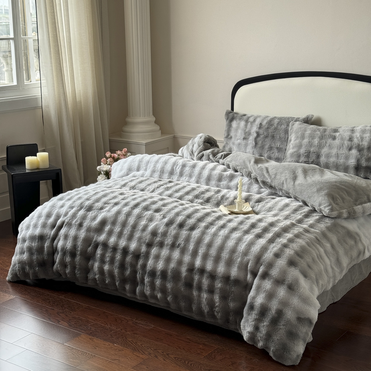 91家纺网 家纺一手货源 找家纺 新印象 2025新款七彩兔绒牛奶绒四件套 七彩兔绒-椰灰