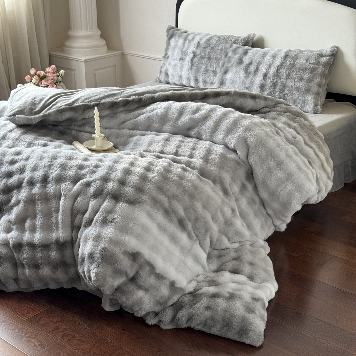 91家纺网 家纺一手货源 找家纺 新印象 2025新款七彩兔绒牛奶绒四件套 七彩兔绒-椰灰