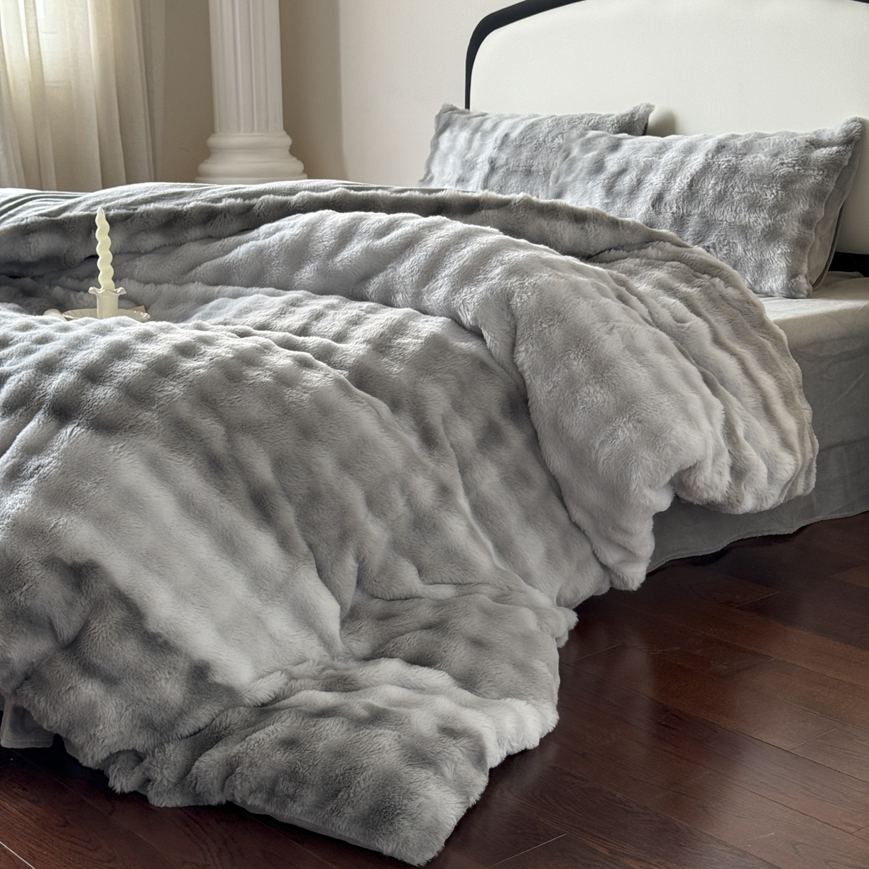 91家纺网 家纺一手货源 找家纺 新印象 2025新款七彩兔绒牛奶绒四件套 七彩兔绒-椰灰