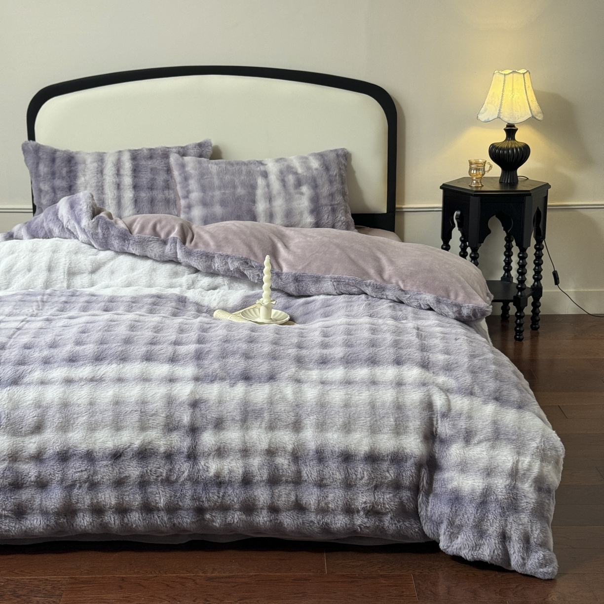 91家纺网 家纺一手货源 找家纺 新印象 2025新款七彩兔绒牛奶绒四件套 七彩兔绒-星紫