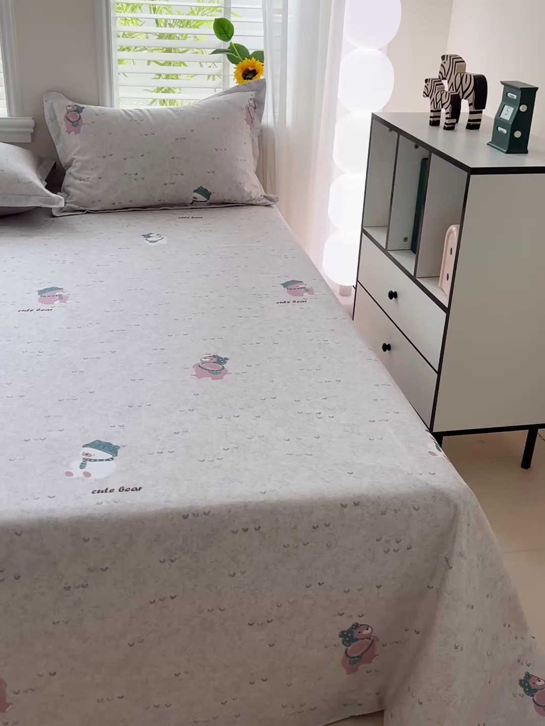 91家纺网 家纺一手货源 找家纺 依庭 2025新款高克重全棉纯棉磨毛印花单床单 幸福小熊