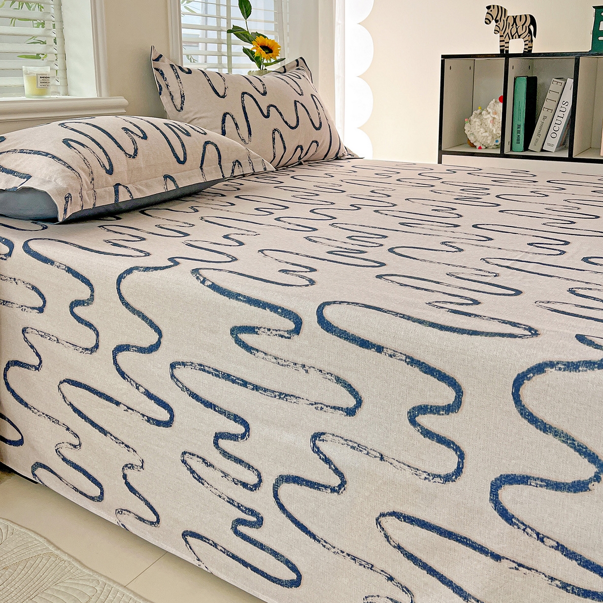 91家纺网 家纺一手货源 找家纺 依庭 2025新款高克重全棉纯棉磨毛印花单床单 幸运熊