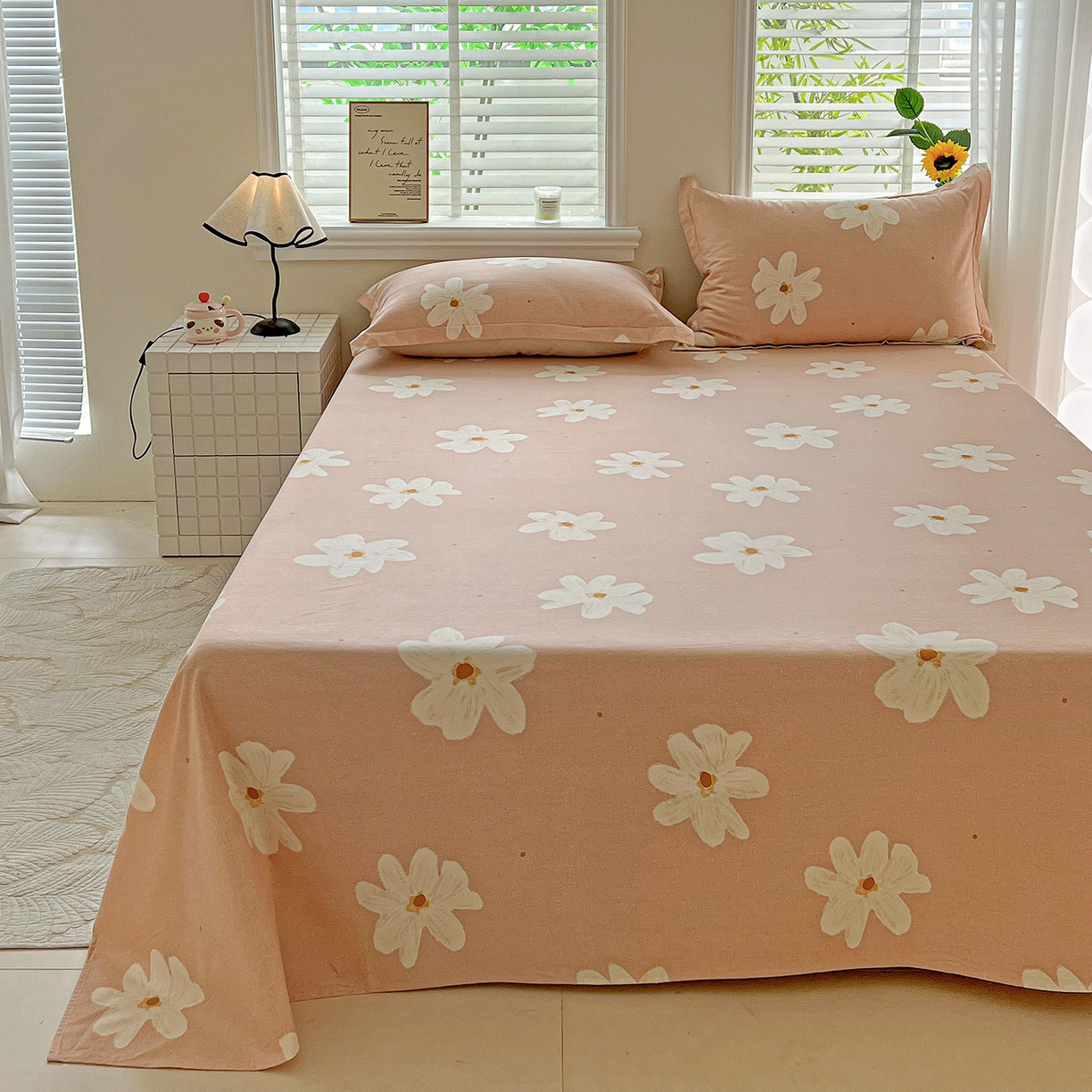 91家纺网 家纺一手货源 找家纺 依庭 2025新款高克重全棉纯棉磨毛印花单床单 寻悦-桔