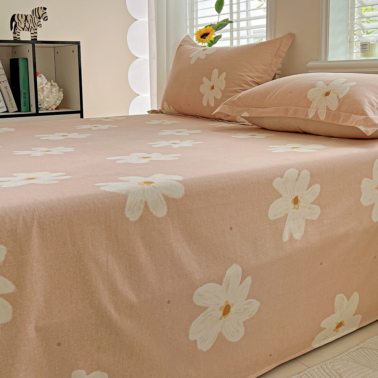 91家纺网 家纺一手货源 找家纺 依庭 2025新款高克重全棉纯棉磨毛印花单床单 寻悦-桔