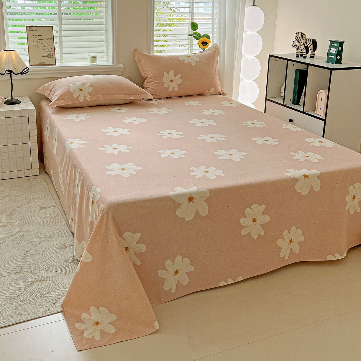 91家纺网 家纺一手货源 找家纺 依庭 2025新款高克重全棉纯棉磨毛印花单床单 寻悦-桔