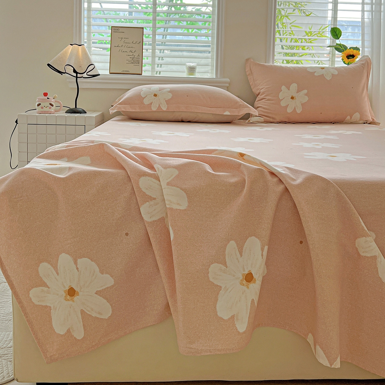 91家纺网 家纺一手货源 找家纺 依庭 2025新款高克重全棉纯棉磨毛印花单床单 寻悦-桔