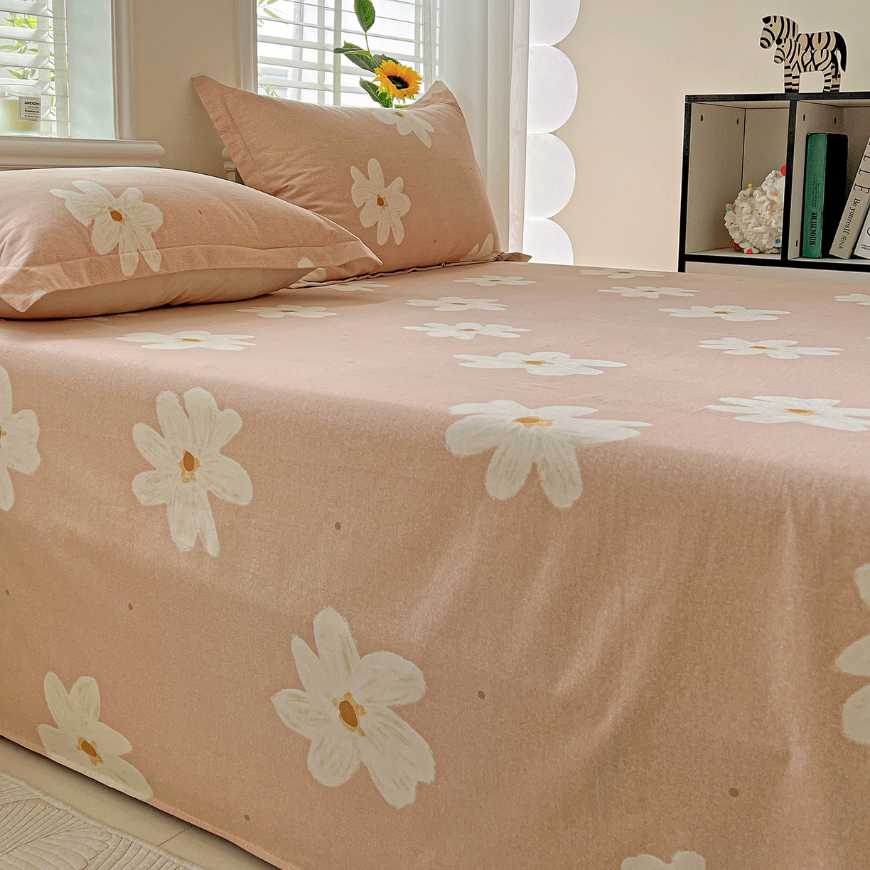 91家纺网 家纺一手货源 找家纺 依庭 2025新款高克重全棉纯棉磨毛印花单床单 寻悦-桔