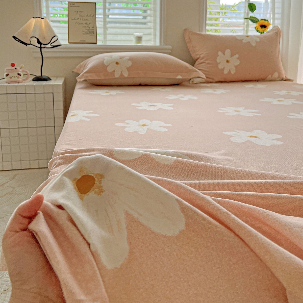 91家纺网 家纺一手货源 找家纺 依庭 2025新款高克重全棉纯棉磨毛印花单床单 寻悦-桔