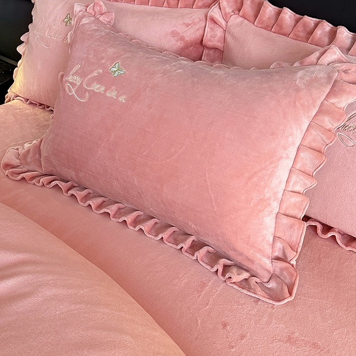 91家纺网 家纺一手货源 找家纺 董韵家纺 2025新款高克重 250克9-10斤牛奶绒 刺绣床单四件套系列 柔雾-浅豆沙